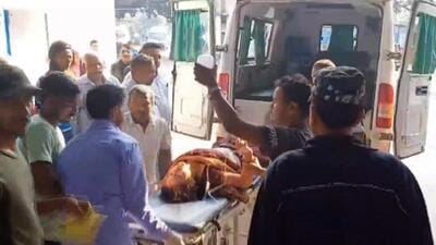 One of the injured being brought to a hospital. (PTI) One of the injured being brought to a hospital. (PTI)