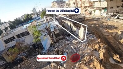 IDF releases footage of 'operational tunnel shaft' built by Hamas underneath Gaza's biggest hospital (IDF/ X, formerly Twitter)