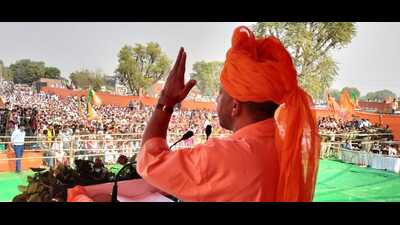 Uttar Pradesh chief minister Yogi Adityanath at a rally in rural area of Jaipur on November 20. (Sourced)