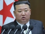 North Korean leader Kim Jong-un speaks during the 9th Session of the 14th Supreme People's Assembly of the Democratic People's Republic of Korea, in Pyongyang.