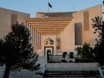 A view of the Supreme Court of Pakistan building during sunset hours in Islamabad, Pakistan.