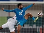 Naorem Mahesh Singh in action with Pedro Miguel