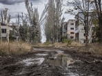 A view shows apartment buildings damaged by a Russian military strike, amid Russia's attack on Ukraine