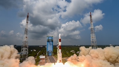 File photo: ISRO in its LVM3 mission launched 36 OneWeb satellites in a single mission. (PTI ) File photo: ISRO in its LVM3 mission launched 36 OneWeb satellites in a single mission. (PTI )