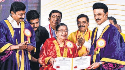 Addressing the convocation of the Tamil Nadu Dr J Jayalalithaa Music and Fine Arts University here, MK Stalin said that only if chief ministers are chancellors, universities can grow. (PTI) Addressing the convocation of the Tamil Nadu Dr J Jayalalithaa Music and Fine Arts University here, MK Stalin said that only if chief ministers are chancellors, universities can grow. (PTI)