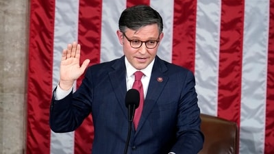 Mike Johnson is opposed to abortion access and same-sex intimacy. (AP)