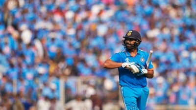 Rohit Sharma leaves the field after losing his wicket (AP) Rohit Sharma leaves the field after losing his wicket (AP)