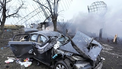 Russia-Ukraine War: Damaged radar, a vehicle and equipment are seen at a Ukrainian military facility outside Mariupol. (AP) Russia-Ukraine War: Damaged radar, a vehicle and equipment are seen at a Ukrainian military facility outside Mariupol. (AP)