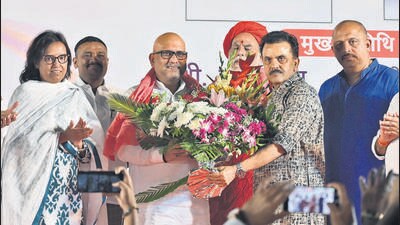 Mumbai, India - Nov 21, 2023 : Shri Ajay Rai, President Uttar Pradesh Congress Committee arrived at Uttar Paschim Jilha Congress Committee organised Uttar Bhartiya Rally at Goregaon, in Mumbai, India, Tuesday, Nov 21, 2023. (Photo by Vijay Bate/HT Photo)