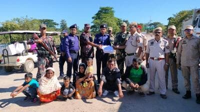 On Monday, they were taken to Karimganj from Matia transit camp and were handed over to a team from Bangladesh near Zero Point On Monday, they were taken to Karimganj from Matia transit camp and were handed over to a team from Bangladesh near Zero Point