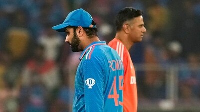 Indian captain Rohit Sharma and head coach Rahul Dravid after India lost the World Cup final to Australia, at the Narendra Modi Stadium, in Ahmedabad (PTI) Indian captain Rohit Sharma and head coach Rahul Dravid after India lost the World Cup final to Australia, at the Narendra Modi Stadium, in Ahmedabad (PTI)
