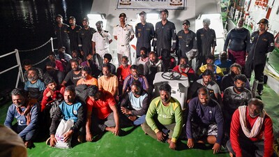 35 fishermen from Tamil Nadu who were arrested more than a month ago from near the British Indian Ocean Territory (BIOT), at Vizhinjam after they were handed over to Indian Coast Guard. (PTI) 35 fishermen from Tamil Nadu who were arrested more than a month ago from near the British Indian Ocean Territory (BIOT), at Vizhinjam after they were handed over to Indian Coast Guard. (PTI)