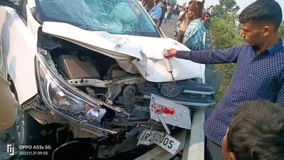 The mangled car after the accident. (HT photo) The mangled car after the accident. (HT photo)