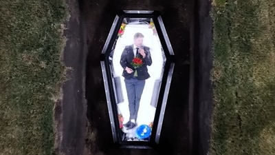MrBeast inside a transparent coffin. (YouTube/MrBeast) MrBeast inside a transparent coffin. (YouTube/MrBeast)