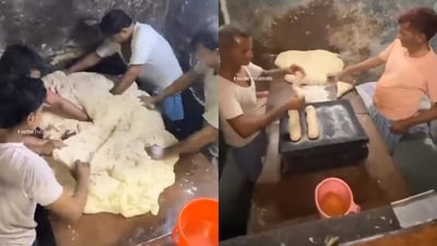 Making of rusks from scratch in a factory. (X/@Ananth_IRAS) Making of rusks from scratch in a factory. (X/@Ananth_IRAS)