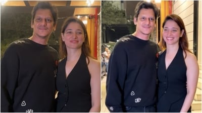 Tamannaah Bhatia and Vijay Varma twin in all-black on date night. Tamannaah Bhatia and Vijay Varma twin in all-black on date night.