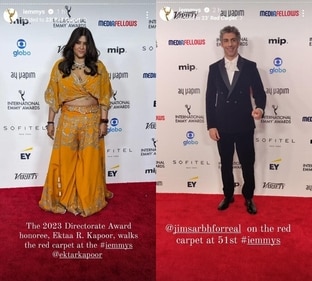 Ektaa Kapoor and Jim Sarbh at the International Emmy Awards.