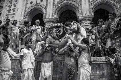 An archival print on paper, Rath Yatra, captures scenes from the annual ritual that takes place in West Bengal. (Sanjay Das) An archival print on paper, Rath Yatra, captures scenes from the annual ritual that takes place in West Bengal. (Sanjay Das)