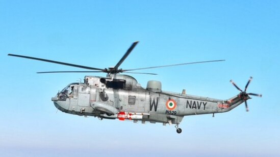 The video shared by the Indian Navy on X depicted the missile launch from the Seaking 42B helicopter. (Indian Navy)