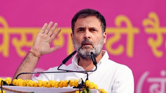 Congress leader Rahul Gandhi addresses a public meeting ahead of Rajasthan assembly elections (HT_PRINT)