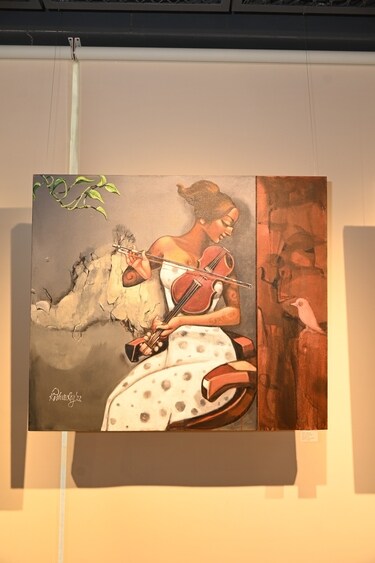 An artwork displayed as part of the luxury showcase at Rang Mirage Art Gallery.