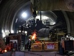 Rescue operations going on at the Uttarkashi tunnel where 41 workers have been trapped since October 12. Rescue operations going on at the Uttarkashi tunnel where 41 workers have been trapped since October 12.