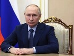 Russian president Vladimir Putin speaks during a video address.