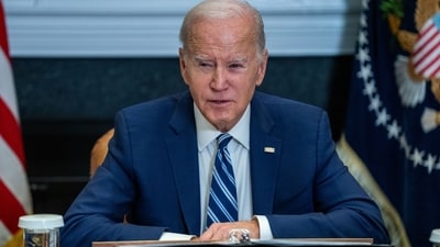 US President Joe Biden during a meeting to accelerate efforts to counter the flow of fentanyl into the United States in the Roosevelt Room of the White House in Washington, DC, US, on Tuesday, Nov. 21, 2023. The Biden administration's decision to remove a Chinese organization from a sanctions list as part of a deal to combat the fentanyl crisis marks an unusual concession to Beijing's complaints over US trade restrictions. Photographer: Shawn Thew/EPA/Bloomberg (Bloomberg)