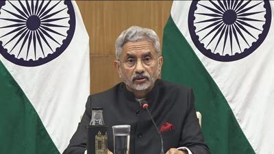 External affairs minister S Jaishankar addresses a virtual G20 leaders’ summit on Wednesday. (PTI) External affairs minister S Jaishankar addresses a virtual G20 leaders’ summit on Wednesday. (PTI)