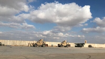 Military vehicles of U.S. soldiers are seen at the al-Asad air base in Anbar province, Iraq. (Reuters / File)