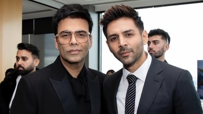 Karan Johar recently showed excitement at a potential collaboration with Kartik Aaryan Karan Johar recently showed excitement at a potential collaboration with Kartik Aaryan