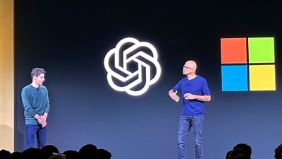 Sam Altman, left, appears onstage with Microsoft CEO Satya Nadella at OpenAI's first developer conference, on Nov. 6, 2023, in San Francisco. (AP) Sam Altman, left, appears onstage with Microsoft CEO Satya Nadella at OpenAI's first developer conference, on Nov. 6, 2023, in San Francisco. (AP)