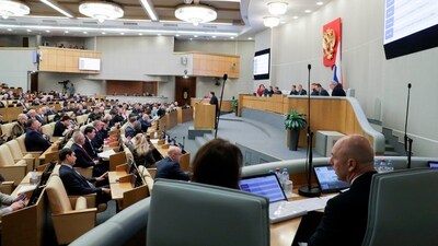 Russian lawmakers attend a session at the State Duma, the Lower House of the Russian Parliament in Moscow. (AP) Russian lawmakers attend a session at the State Duma, the Lower House of the Russian Parliament in Moscow. (AP)
