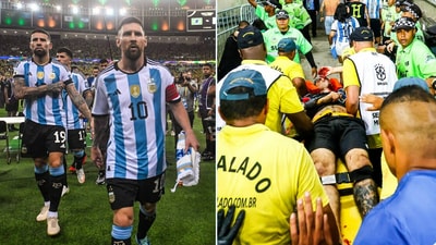 Messi-led Argentina team walks off after clashes broke out in the Maracana stands (@brfootball/X) Messi-led Argentina team walks off after clashes broke out in the Maracana stands (@brfootball/X)