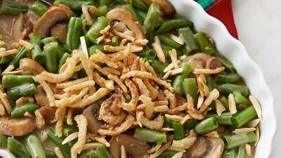 Green bean casserole: A perfect side-dish, green bean casserole is made by cooking green beans in a creamy mushroom sauce, topped with crispy fried onions and baked. (Pinterest) Green bean casserole: A perfect side-dish, green bean casserole is made by cooking green beans in a creamy mushroom sauce, topped with crispy fried onions and baked. (Pinterest)