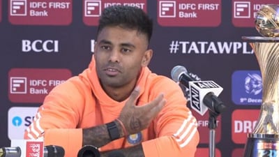 Suryakumar Yadav addresses a press conference ahead of India's 1st T20I vs Australia (JioCinema) Suryakumar Yadav addresses a press conference ahead of India's 1st T20I vs Australia (JioCinema)
