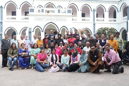 Ex students from 1966-73 batch of Christ Church College at the campus (HT Photo)