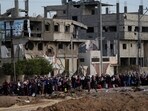Palestinians flee to the southern Gaza Strip, on the outskirts of Gaza City, during the ongoing Israeli bombardment on Wednesday. Palestinians flee to the southern Gaza Strip, on the outskirts of Gaza City, during the ongoing Israeli bombardment on Wednesday.