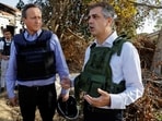 British Foreign Secretary David Cameron and Israeli Foreign Minister Eli Cohen visit Kibbutz Beeri following the October 7 deadly attack by Palestinian Islamist group Hamas, in southern Israel, November 23, 2023. REUTERS/Alexander Ermochenko
