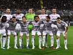 Juventus players pose for a team group photo before the match