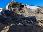 A warehouse area damaged by a Russian missile strike in Kherson, Ukraine on October 31.