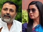 BJP MP Nishikant Dubey (L). TMC MP Mahua Moitra (R)