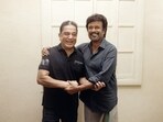 Kamal Haasan and Rajinikanth greet each other.