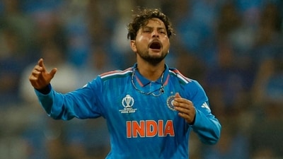 India's Kuldeep Yadav in action. (REUTERS)