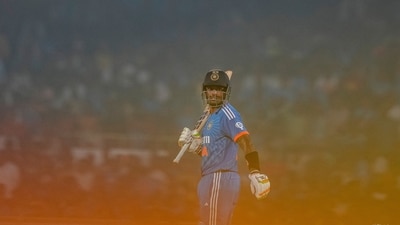 Suryakumar soldiered on and scored 80 runs in 42 balls. (AP) Suryakumar soldiered on and scored 80 runs in 42 balls. (AP)