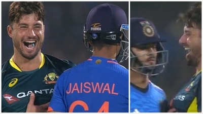 Stoinis mocked youngster Jaiswal for his run-out mistake during the 1st T20I (Jio Cinema-X screengrabs) Stoinis mocked youngster Jaiswal for his run-out mistake during the 1st T20I (Jio Cinema-X screengrabs)