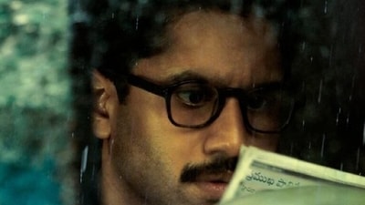 Naga Chaitanya in a still from Dhoota Naga Chaitanya in a still from Dhoota
