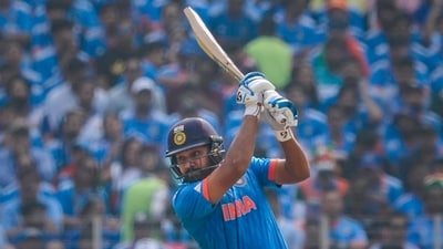 India's Rohit Sharma plays a shot during the ICC Men's Cricket World Cup 2023 final match between India and Australia (PTI) India's Rohit Sharma plays a shot during the ICC Men's Cricket World Cup 2023 final match between India and Australia (PTI)