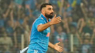 Mohammed Shami reacts after an unsuccessful appeal during the ICC Men's Cricket World Cup 2023 final match between against India (PTI) Mohammed Shami reacts after an unsuccessful appeal during the ICC Men's Cricket World Cup 2023 final match between against India (PTI)