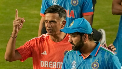 Ahmedabad: India's head coach Rahul Dravid with skipper Rohit Sharma after the ICC Men's Cricket World Cup 2023 finals (PTI) Ahmedabad: India's head coach Rahul Dravid with skipper Rohit Sharma after the ICC Men's Cricket World Cup 2023 finals (PTI)